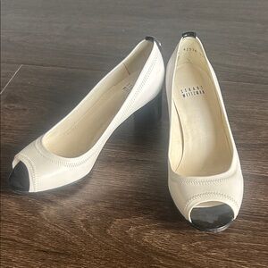 STUART WEITZMAN Sleek peep toe 60mm leather pumps size 6.5 (37 EU)